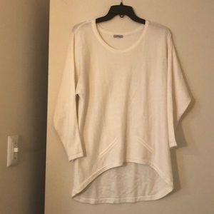 White Viscose Cashmere hi low Sweater sz small